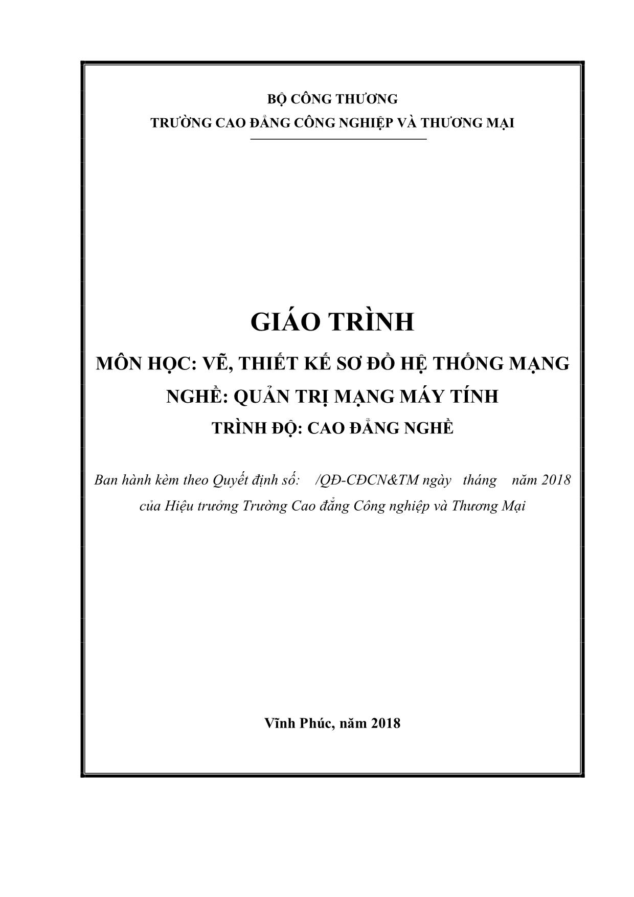 Giáo trình Vẽ, thiết kế sơ đồ hệ thống mạng - Nghề: Quản trị mạng máy tính trang 1