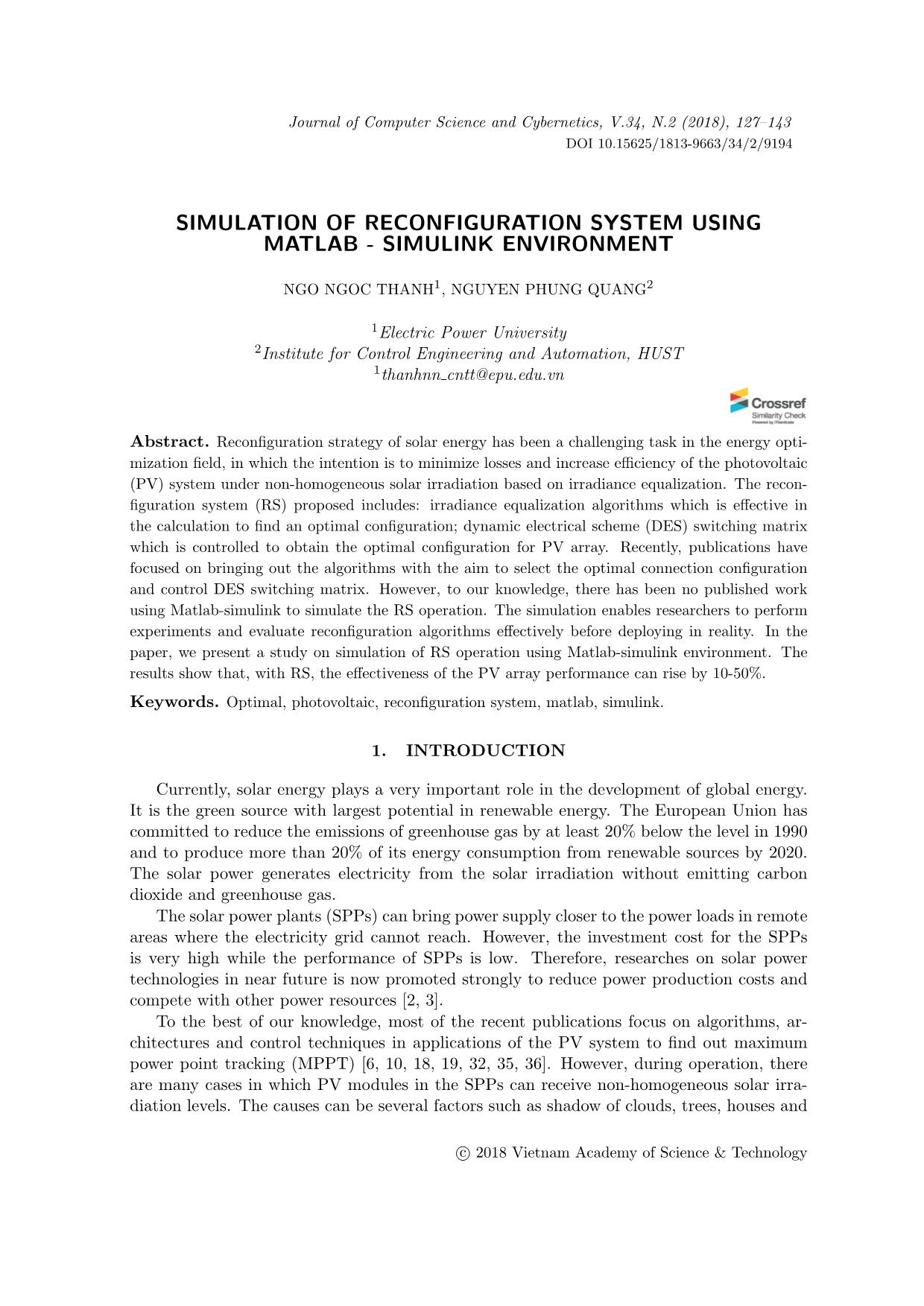 Simulation of reconfiguration system using matlab - Simulink environment trang 1