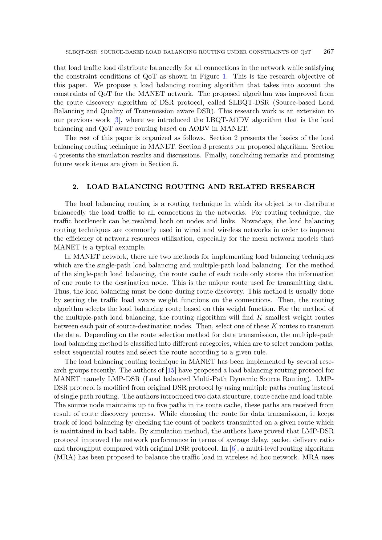 Slbqt-Dsr: Source - based load balancing routing algorithm under constraints of quality of transmision for manet trang 3