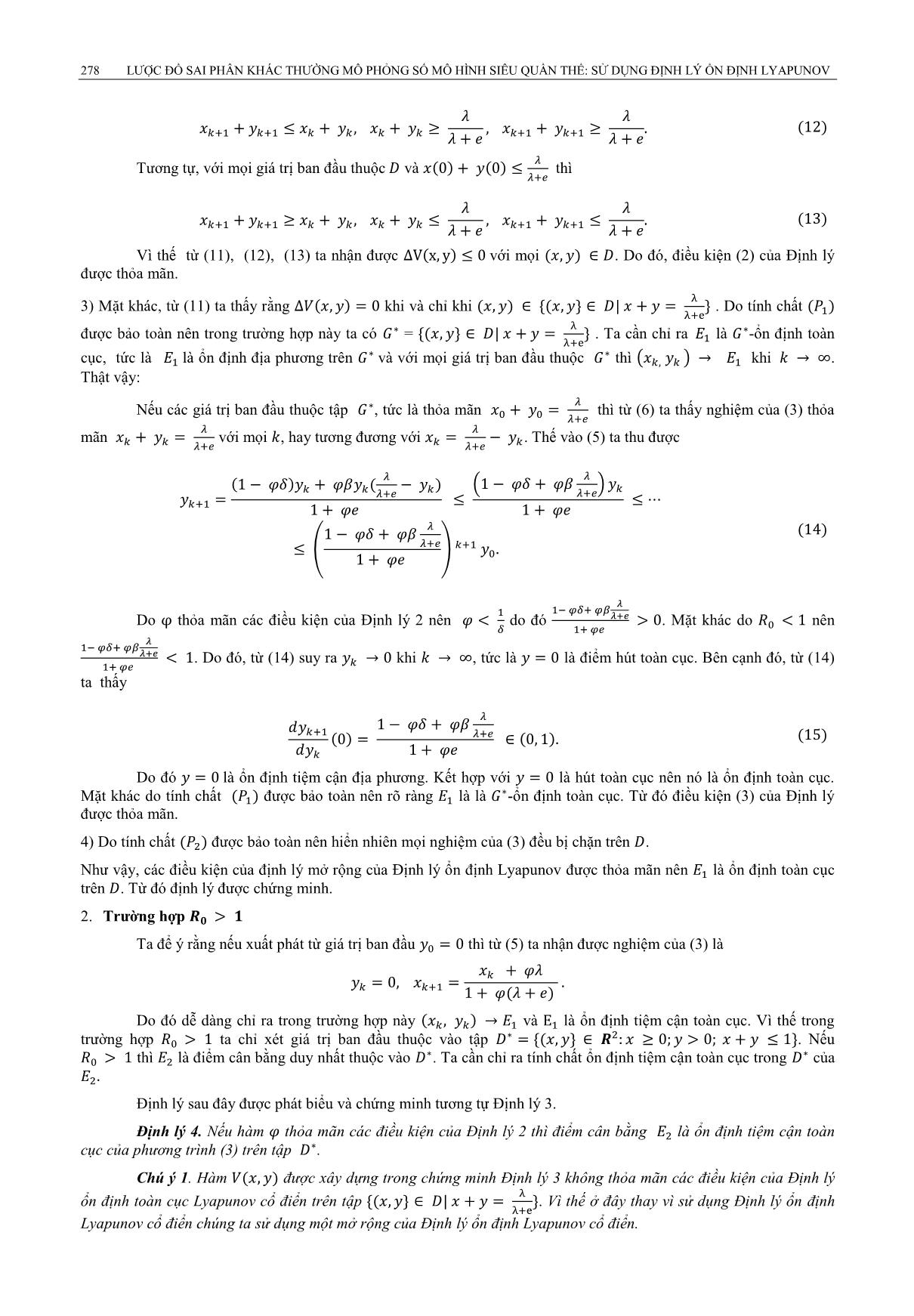 Lược đồ sai phân khác thường mô phỏng số mô hình siêu quần thể: Sử dụng định lý ổn định Lyapunov trang 5