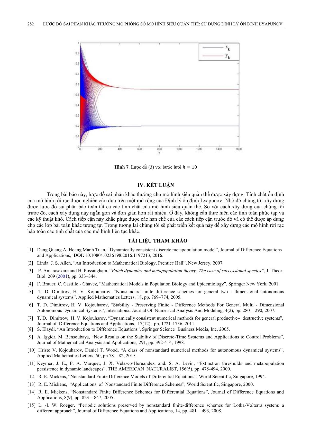 Lược đồ sai phân khác thường mô phỏng số mô hình siêu quần thể: Sử dụng định lý ổn định Lyapunov trang 9