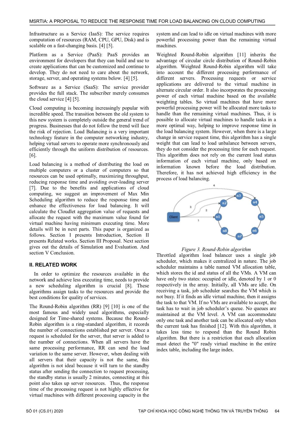 Msrtia: A proposal to reduce the response time for load balancing on cloud computing trang 2