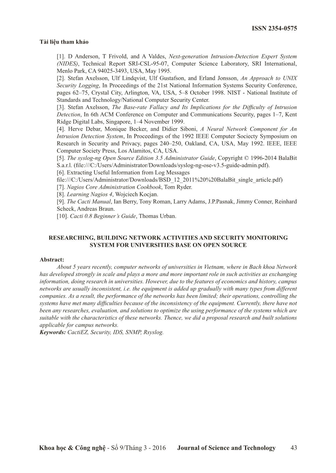 Nghiên cứu, xây dựng mô hình giám sát hoạt động và an toàn hệ thống mạng cho các trường đại học sử dụng nguồn mở trang 6