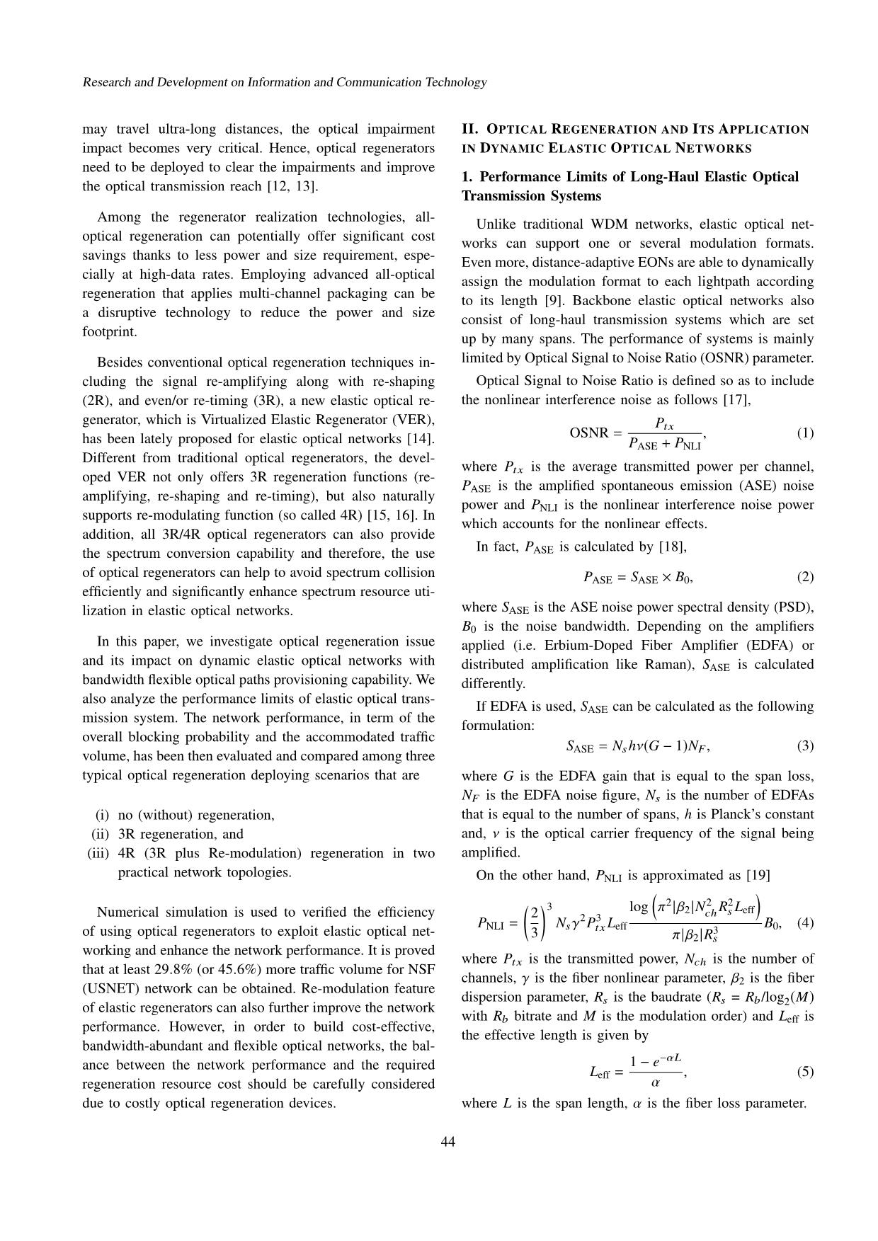 Performance comparison of dynamic elastic optical networks with optical regeneration trang 2