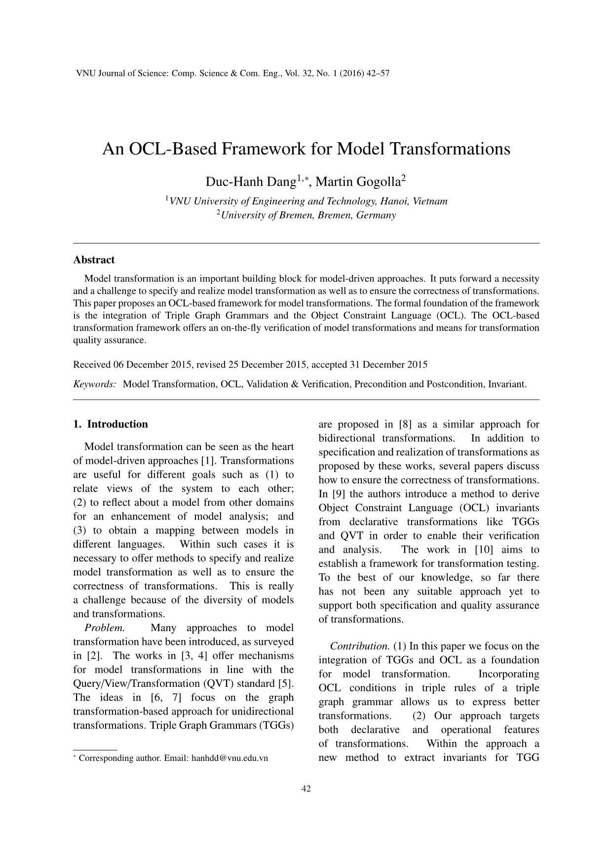 An ocl - Based framework for model transformations trang 1