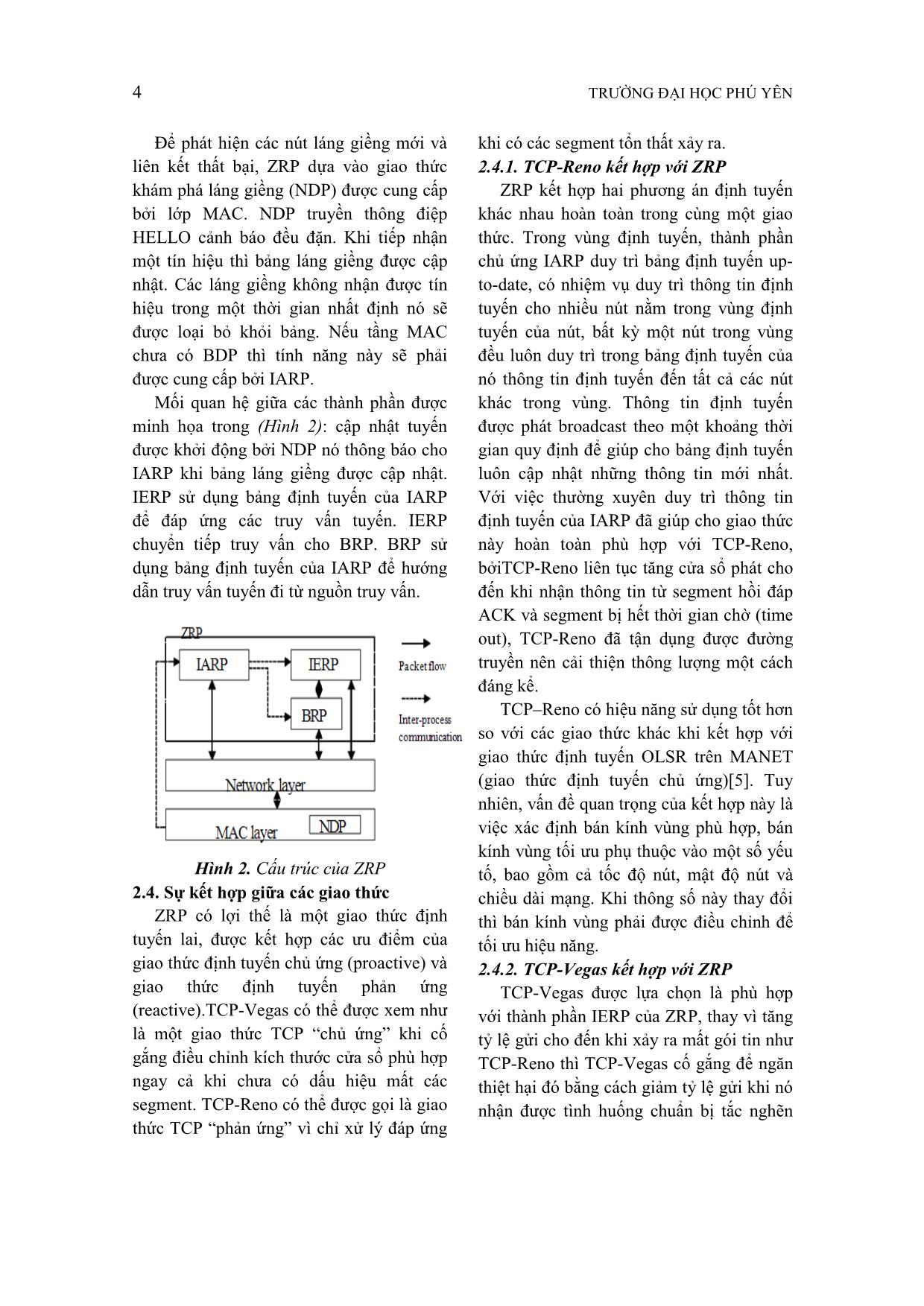 Tìm hiểu giải pháp kết hợp của TCP-Reno và Vegas với giao thức định tuyến ZRP trên mạng MANET trang 4
