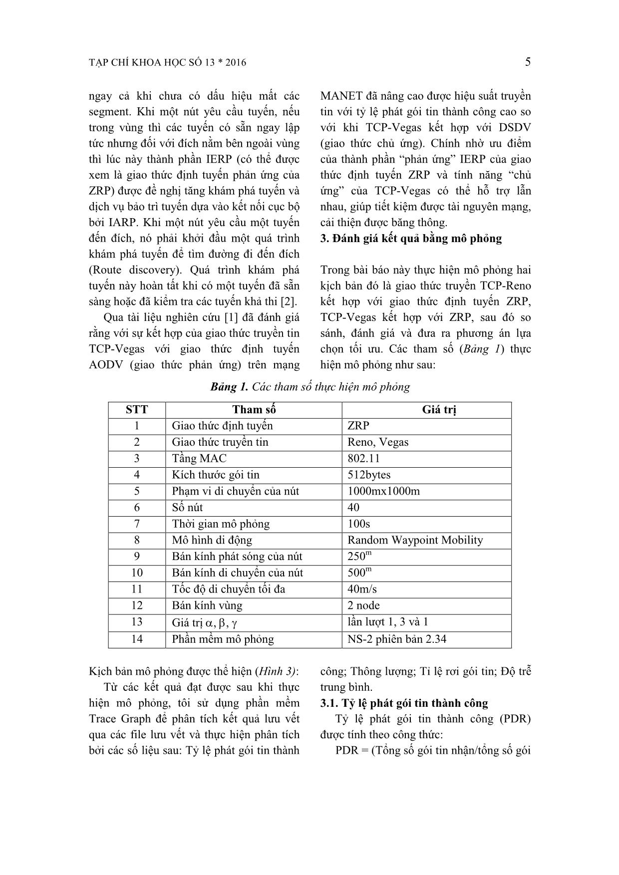 Tìm hiểu giải pháp kết hợp của TCP-Reno và Vegas với giao thức định tuyến ZRP trên mạng MANET trang 5