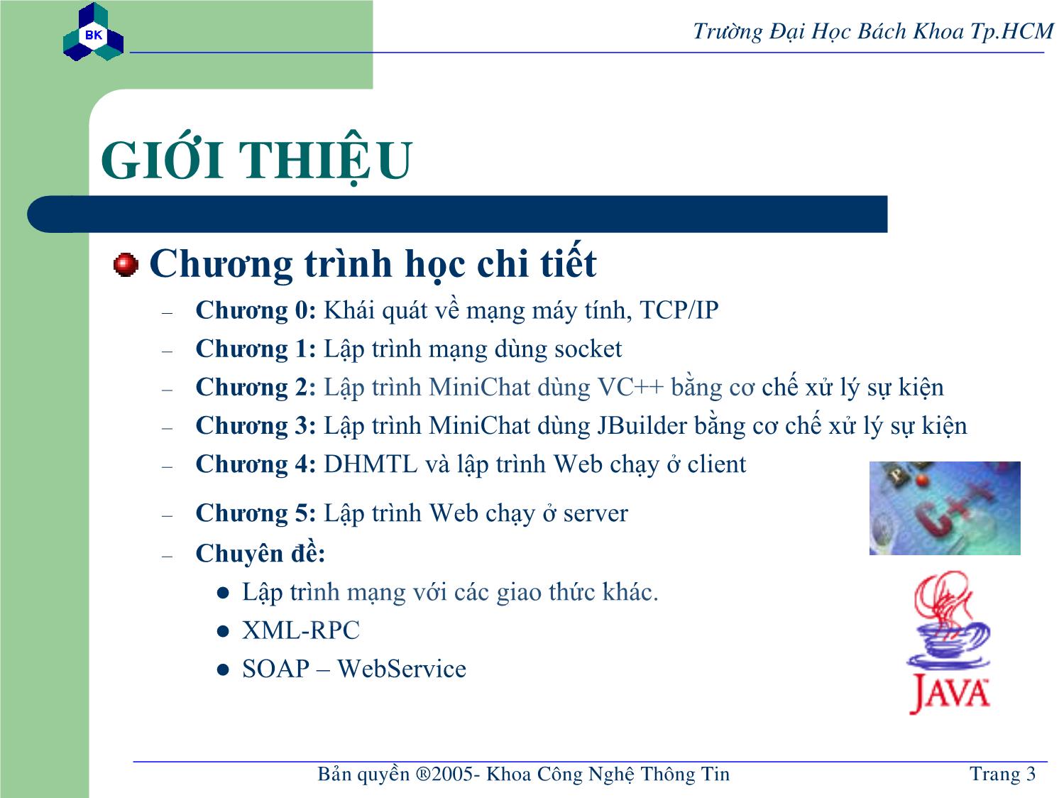 Bài giảng Lập trình mạng - Chương mở đầu: Khái quát về mạng máy - Nguyễn Cao Đạt trang 3