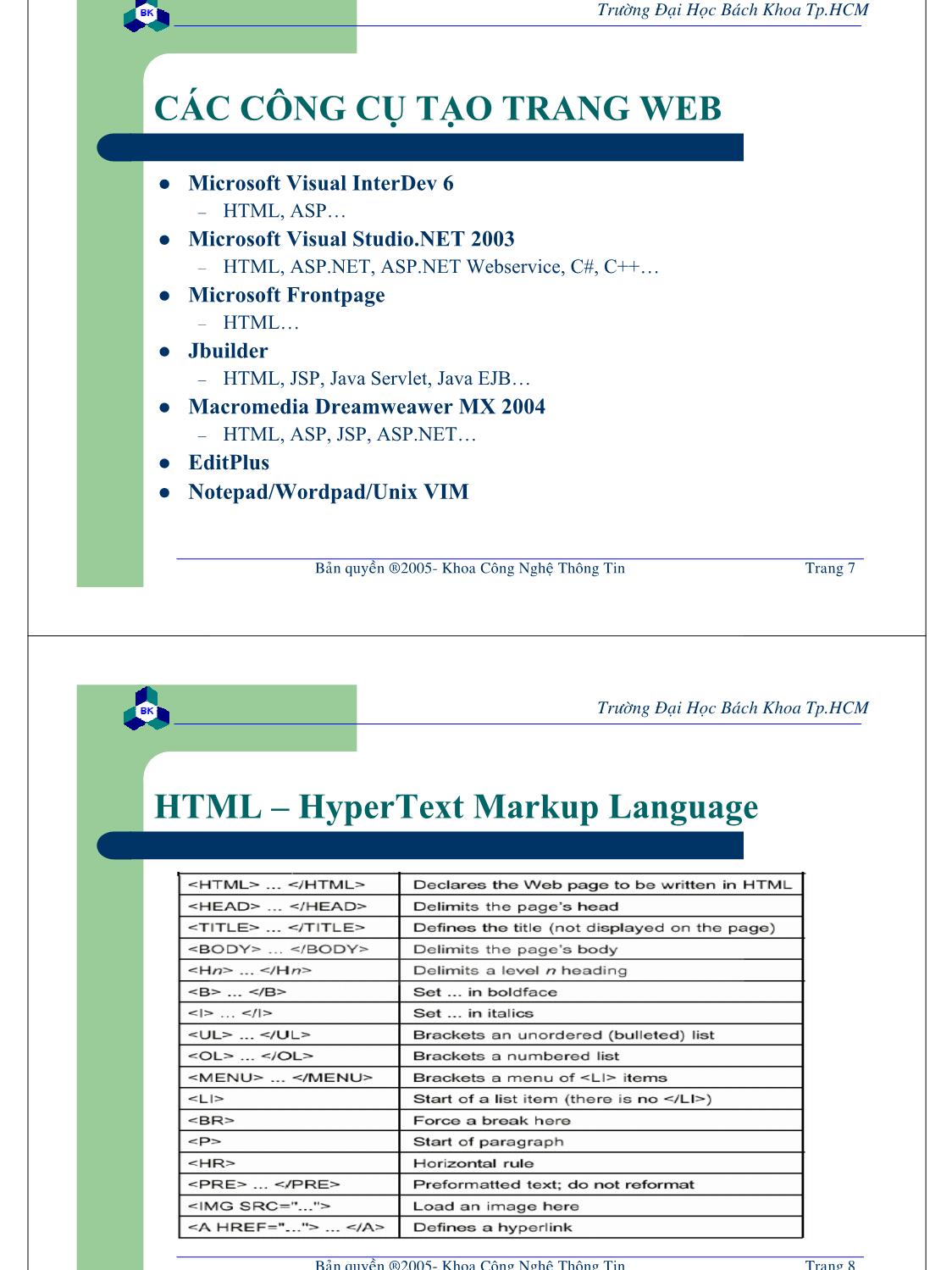 Bài giảng Lập trình mạng dùng Socket - Chương 4: DHMTL & Lập trình web chạy ở client trang 4