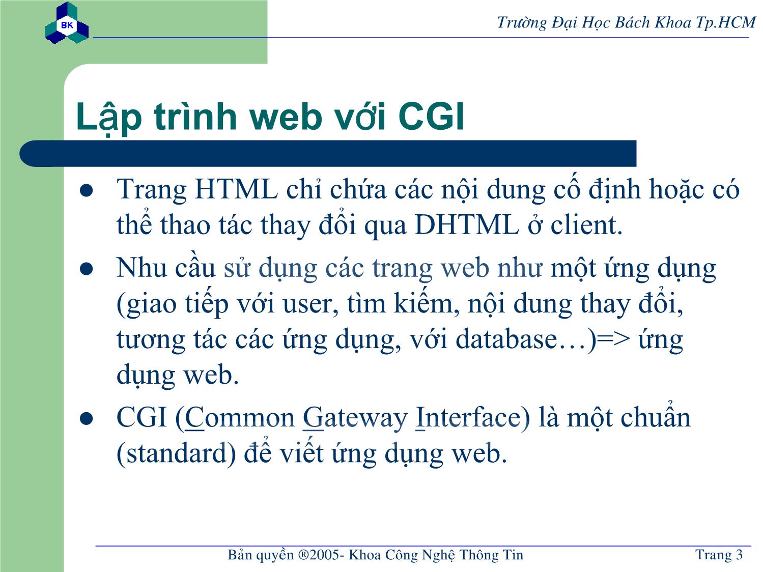 Bài giảng Lập trình mạng dùng Socket - Chương 5: Lập trình web chạy ở server trang 3