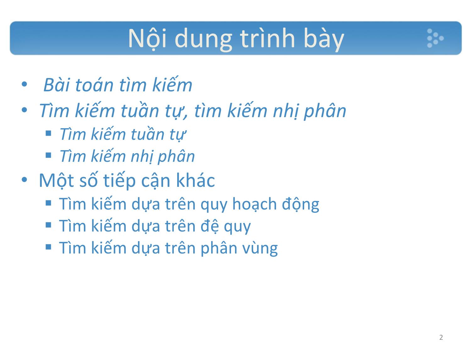 Bài giảng Các thuật toán tìm kiếm trang 2