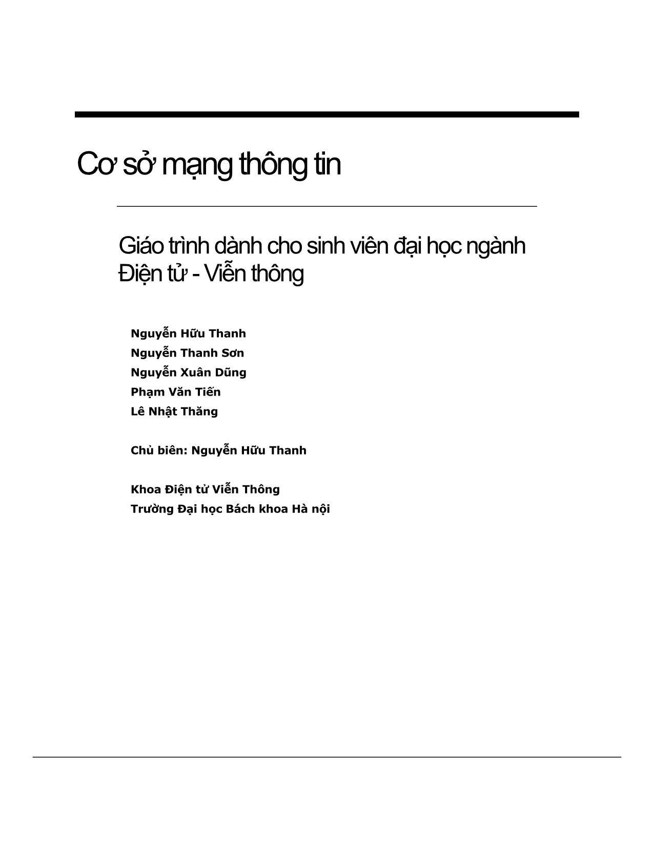 Giáo trình Cơ sở mạng thông tin trang 1