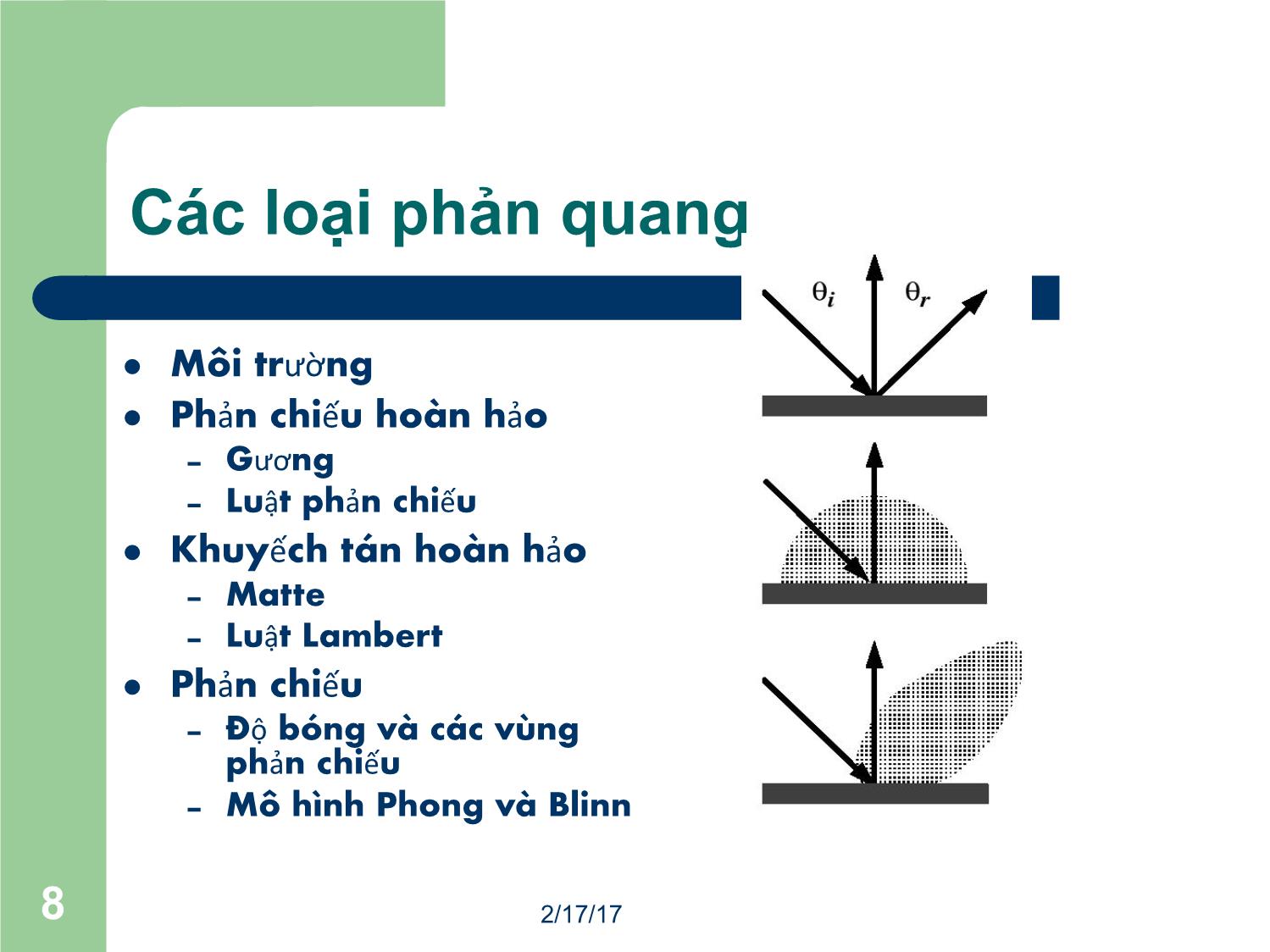 Bài giảng Đồ họa máy tính - Bài: Ánh sáng - Mai Thị Châu trang 8