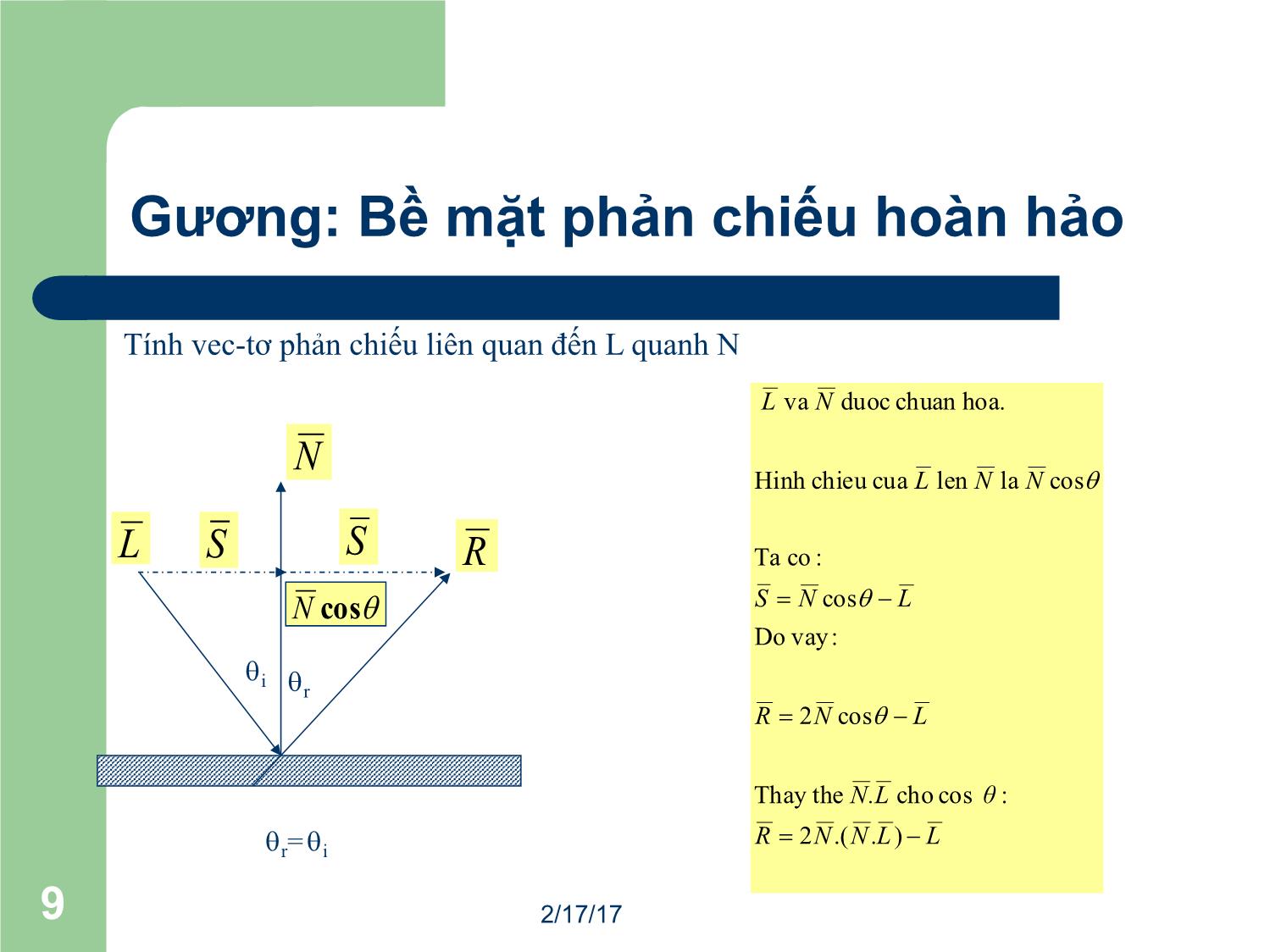 Bài giảng Đồ họa máy tính - Bài: Ánh sáng - Mai Thị Châu trang 9