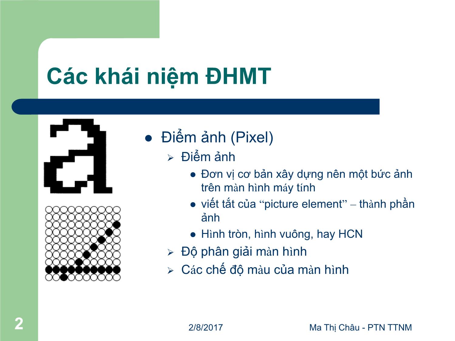 Bài giảng Đồ họa máy tính - Bài: Các khái niệm đồ họa máy tính - Mai Thị Châu trang 2