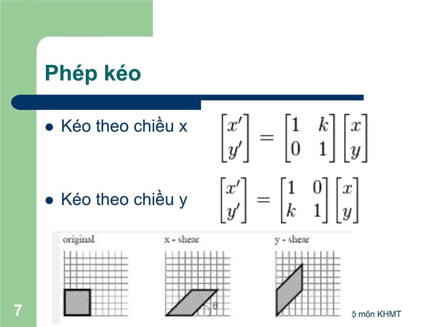 Bài giảng Đồ họa máy tính - Bài: Các phép biến đổi - Mai Thị Châu trang 7