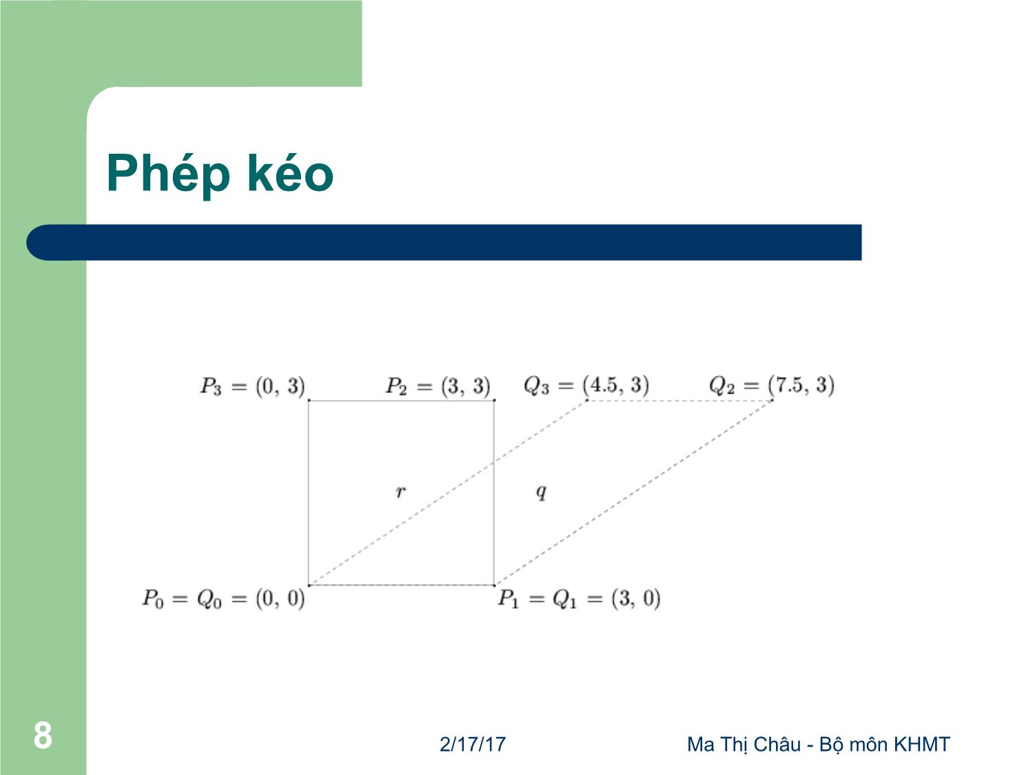 Bài giảng Đồ họa máy tính - Bài: Các phép biến đổi - Mai Thị Châu trang 8