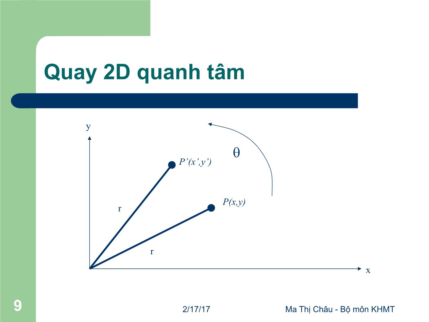 Bài giảng Đồ họa máy tính - Bài: Các phép biến đổi - Mai Thị Châu trang 9