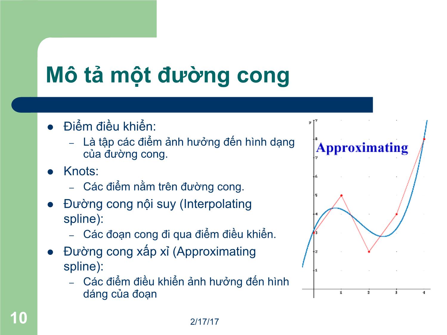 Bài giảng Đồ họa máy tính - Bài: Đường cong và bề mặt I - Mai Thị Châu trang 10