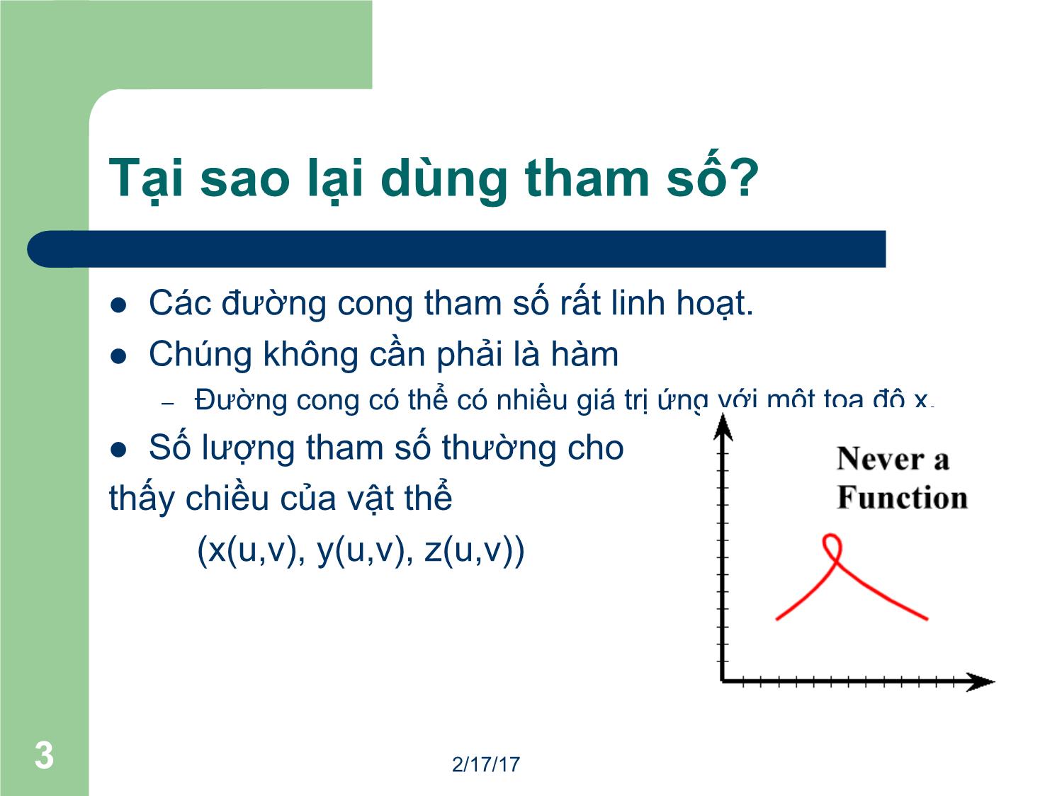 Bài giảng Đồ họa máy tính - Bài: Đường cong và bề mặt I - Mai Thị Châu trang 3