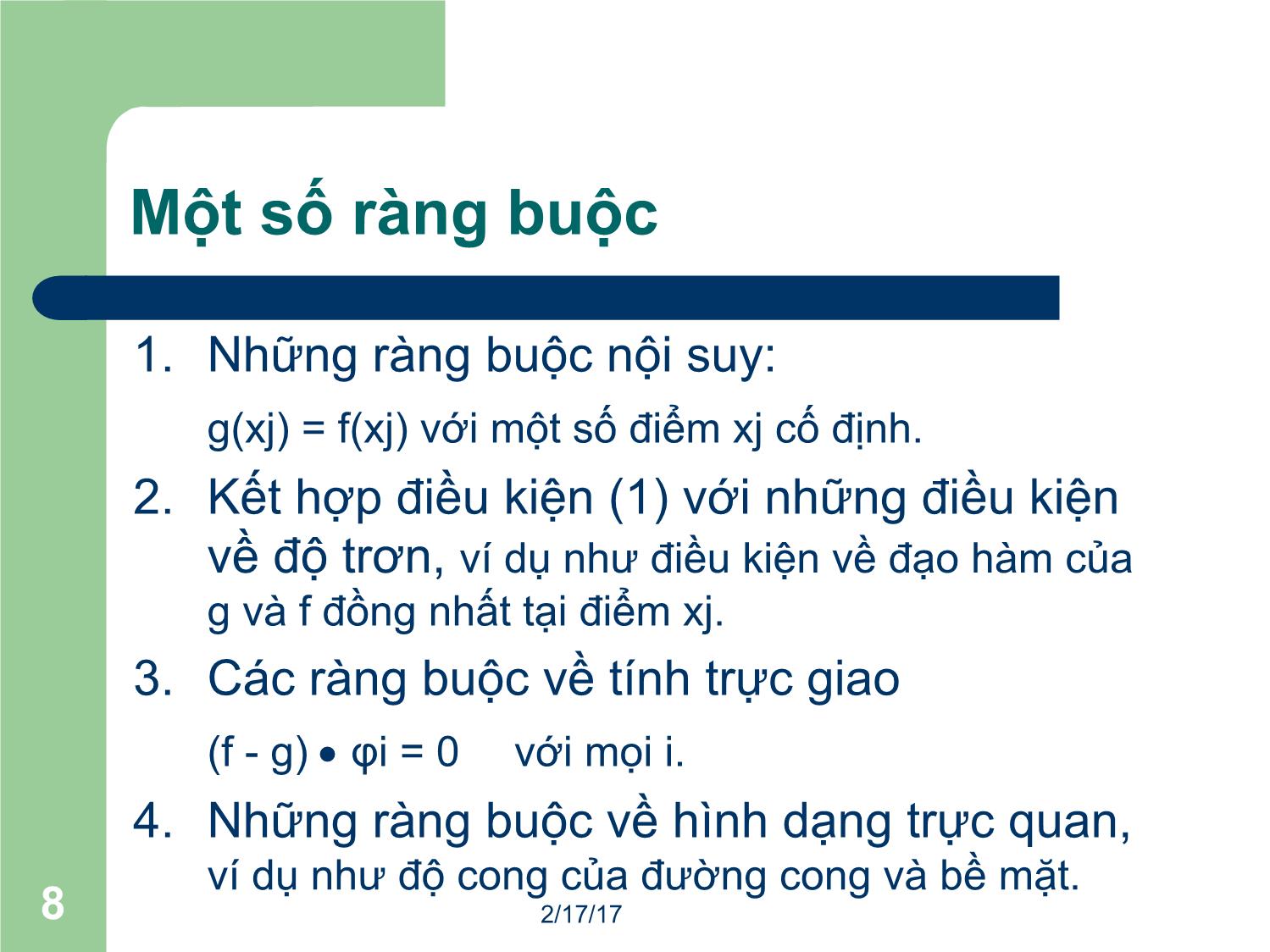 Bài giảng Đồ họa máy tính - Bài: Đường cong và bề mặt I - Mai Thị Châu trang 8