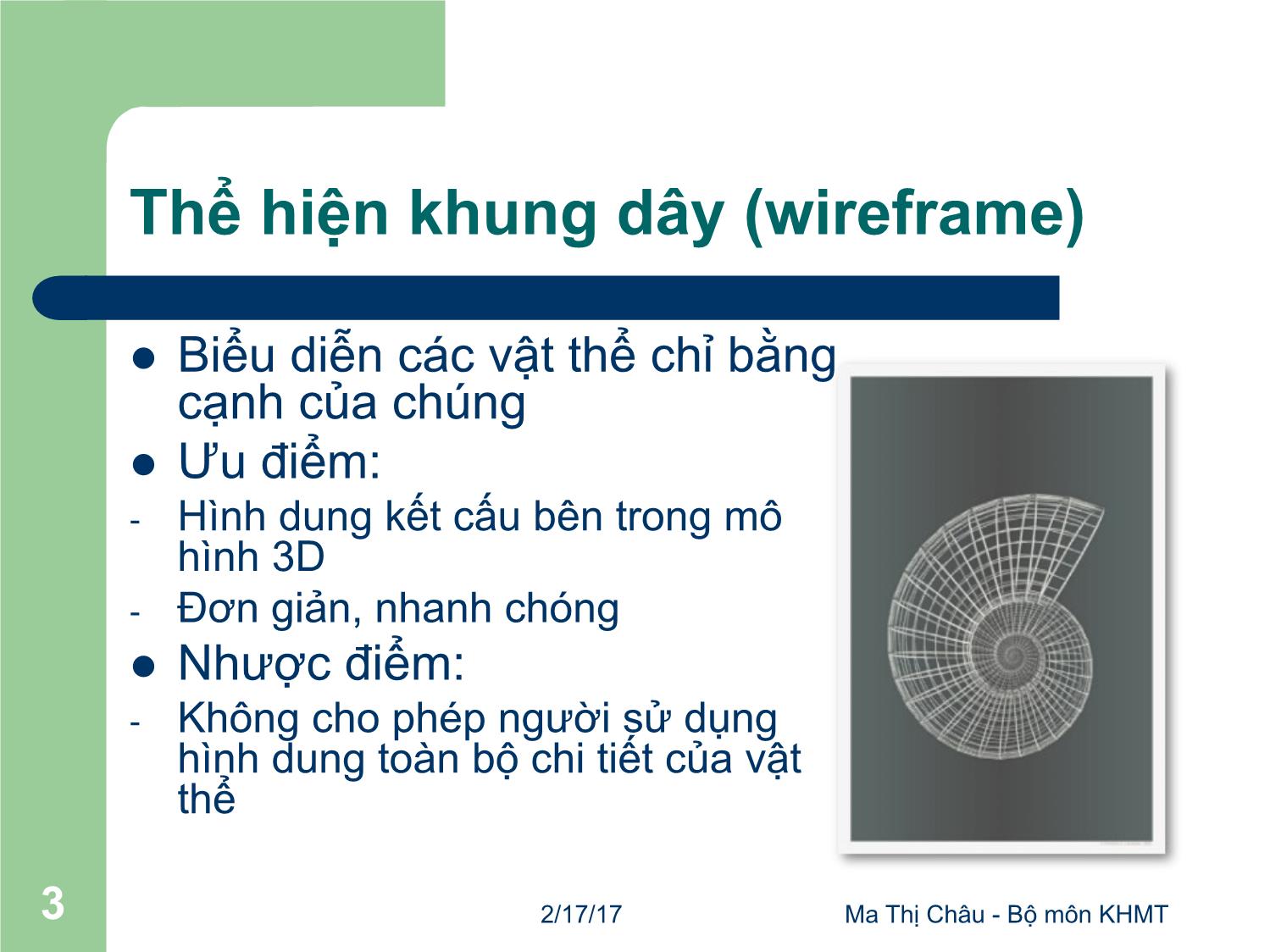 Bài giảng Đồ họa máy tính - Bài: Mô hình hóa đối tượng - Mai Thị Châu trang 3