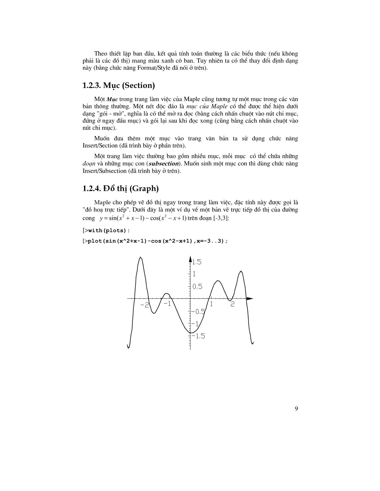 Giáo trình Maple - Chương 1: Giao diện và môi trường làm việc của Maple trang 9