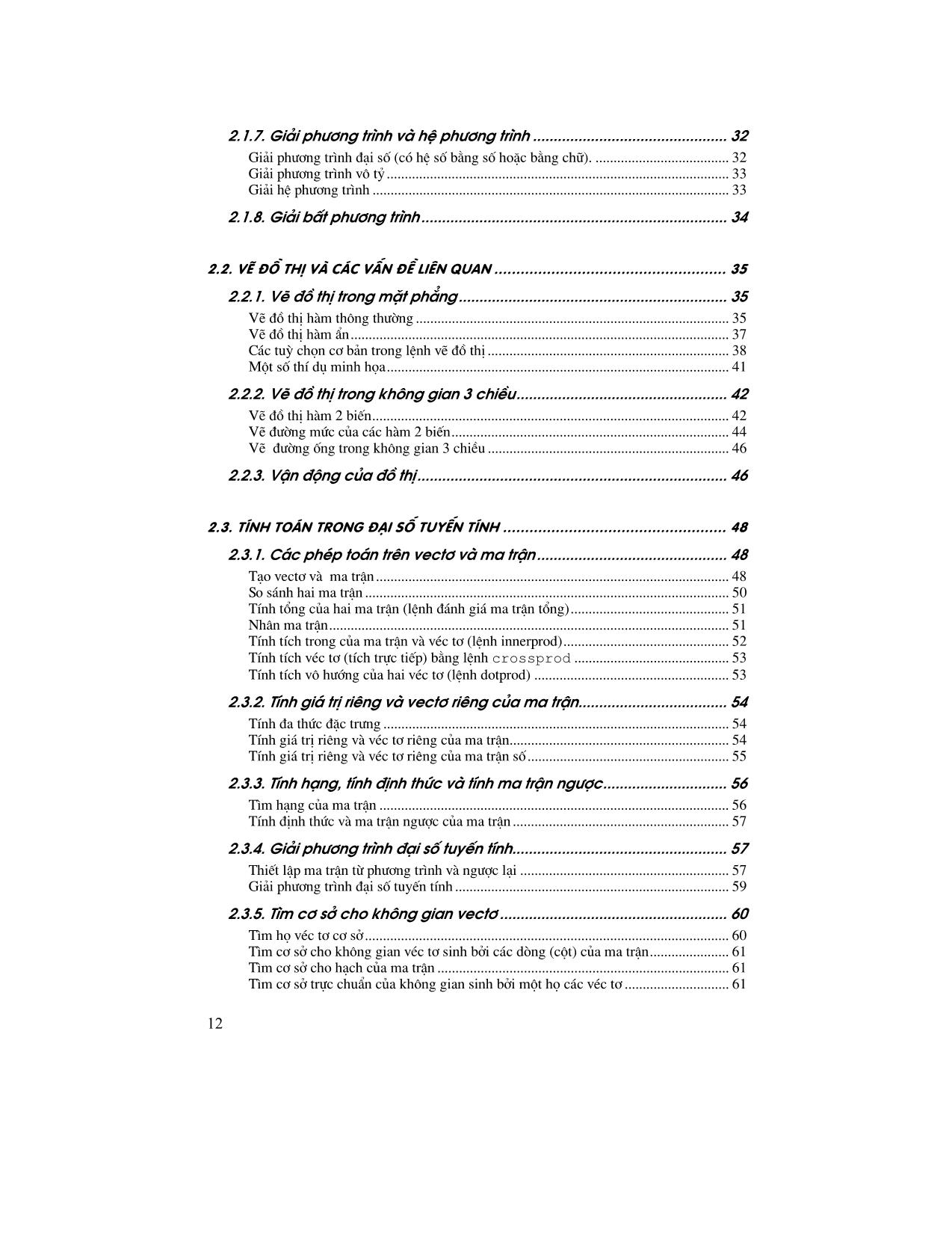 Giáo trình Maple - Chương 2: Thực hành tính toán trên Maple trang 2