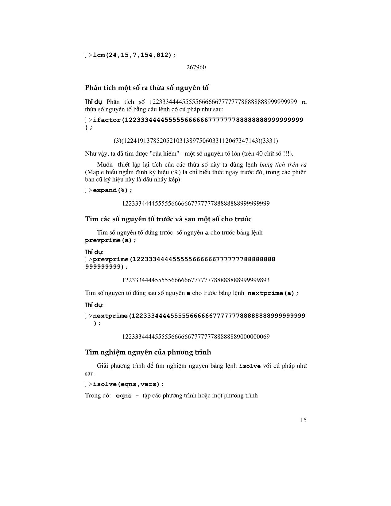 Giáo trình Maple - Chương 2: Thực hành tính toán trên Maple trang 5