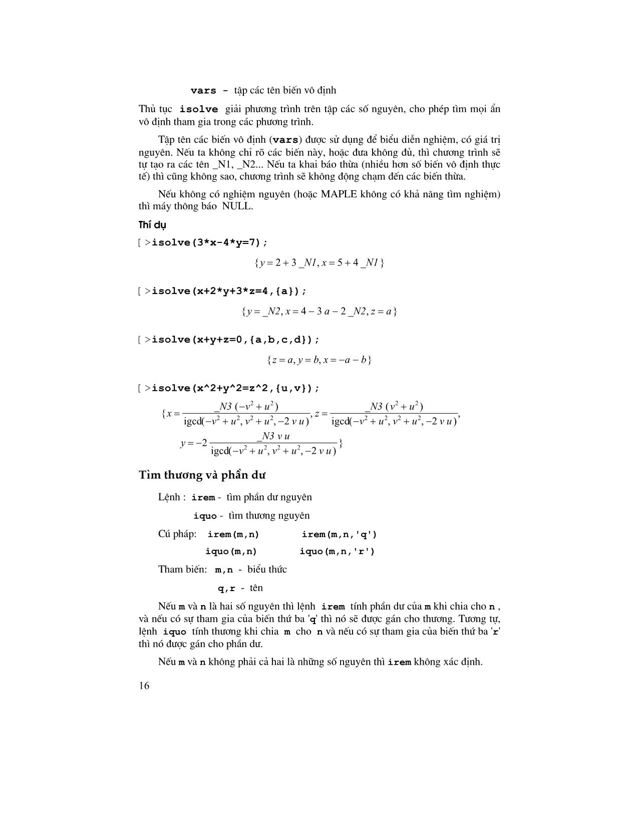 Giáo trình Maple - Chương 2: Thực hành tính toán trên Maple trang 6