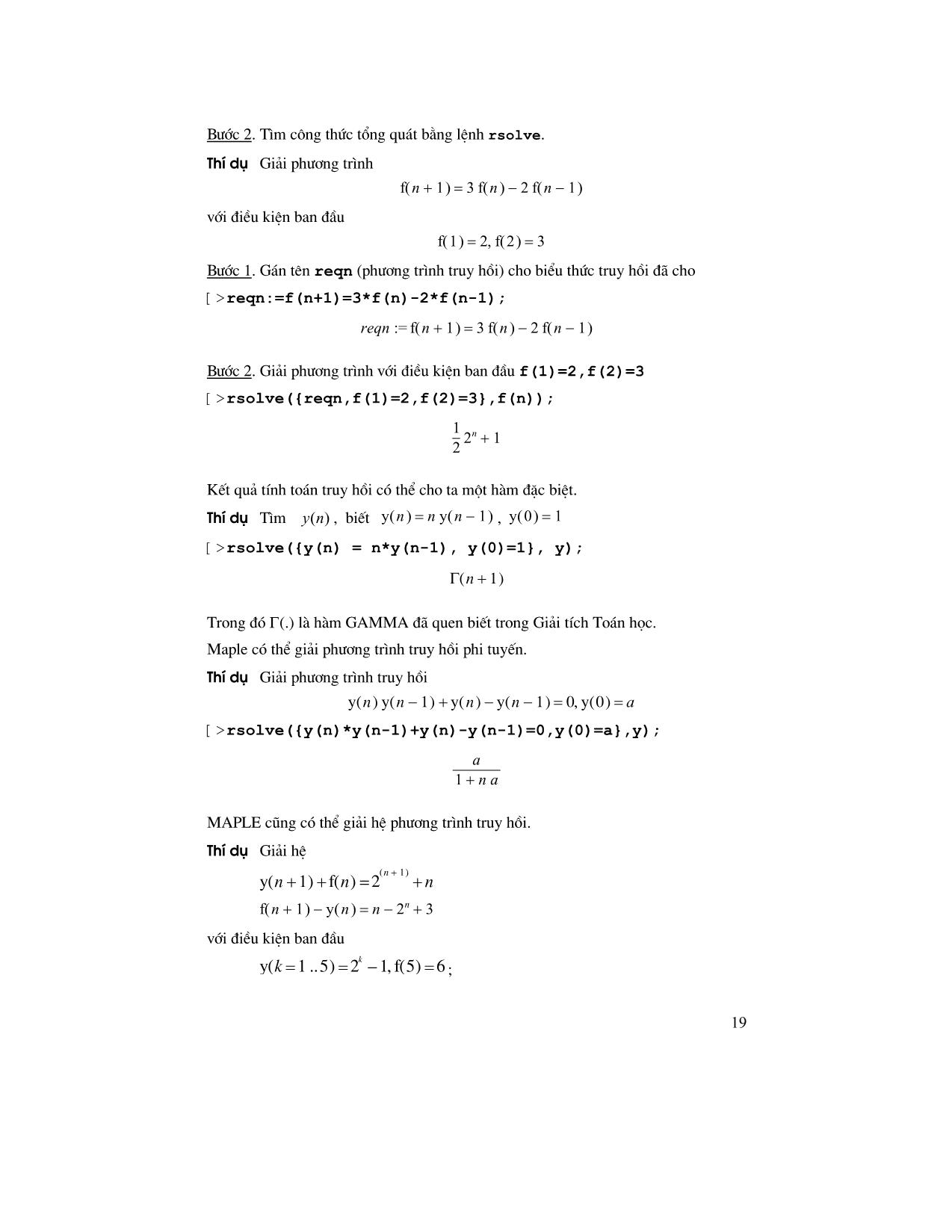 Giáo trình Maple - Chương 2: Thực hành tính toán trên Maple trang 9