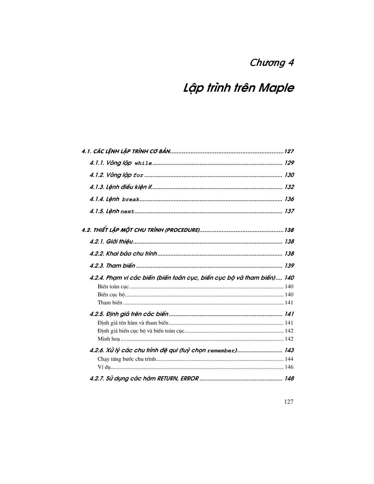 Giáo trình Maple - Chương 4: Lập trình trên Maple trang 1