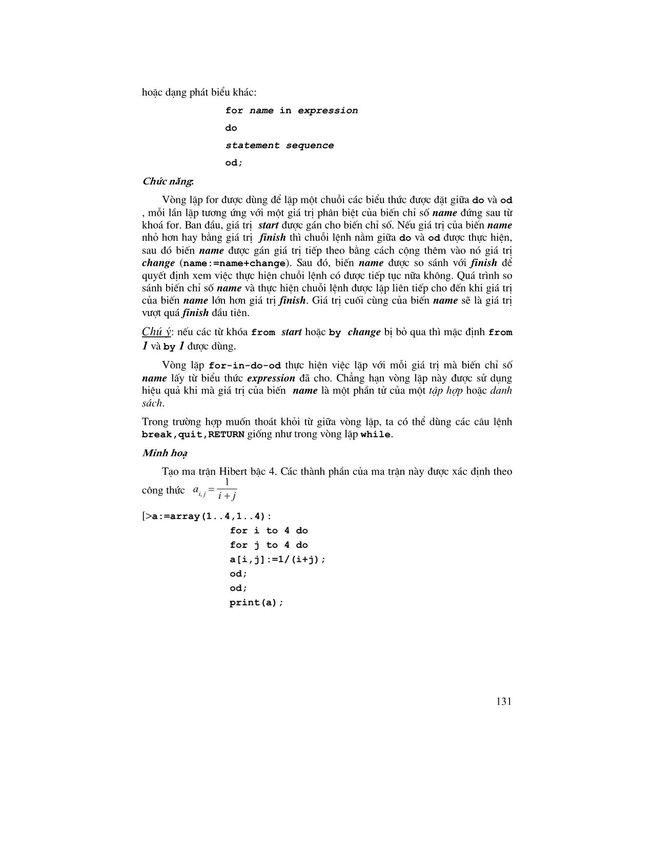 Giáo trình Maple - Chương 4: Lập trình trên Maple trang 5