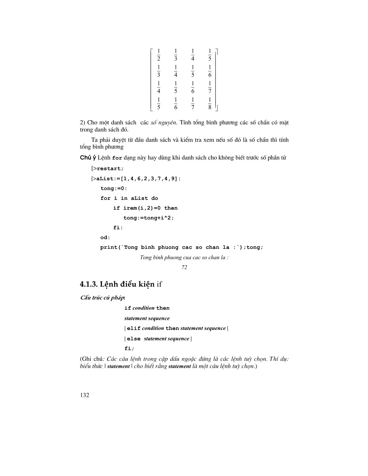 Giáo trình Maple - Chương 4: Lập trình trên Maple trang 6