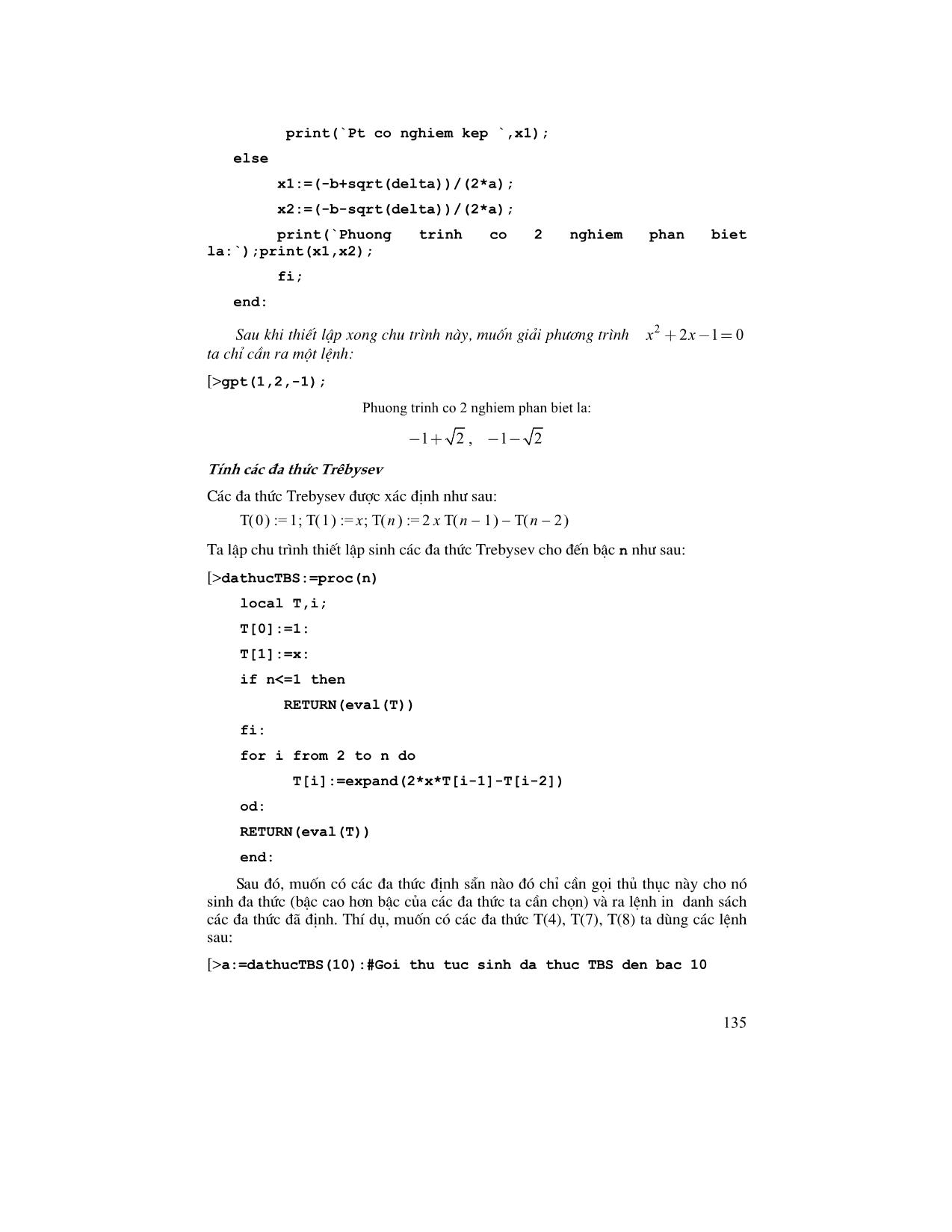 Giáo trình Maple - Chương 4: Lập trình trên Maple trang 9