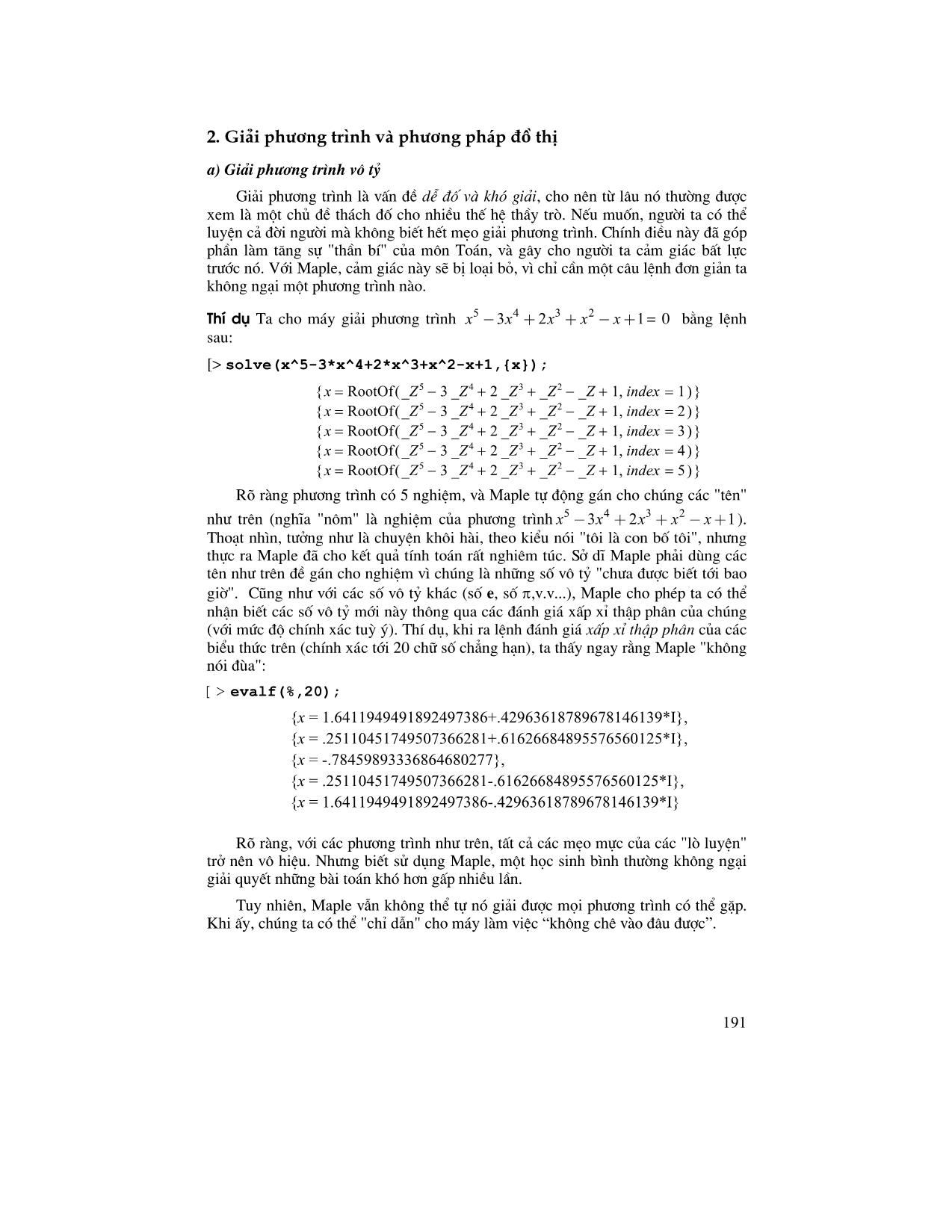 Giáo trình Maple - Chương 5: Sử dụng Maple trong dạy và học toán trang 9