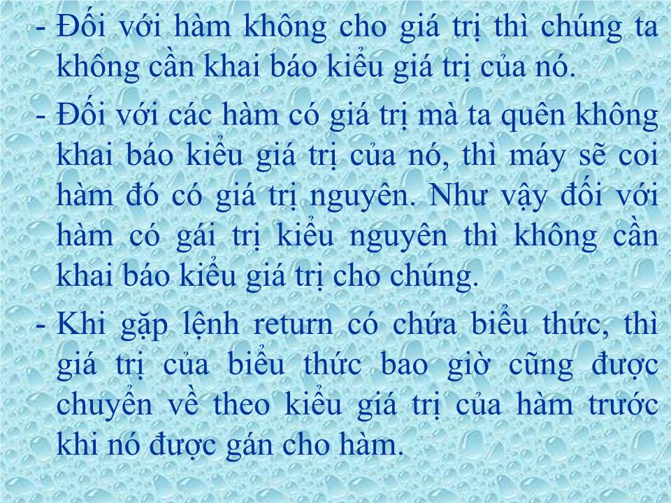 Bài giảng Ngôn ngữ lập trình - Chương 6: Hàm và cấu trúc chương trình trang 10