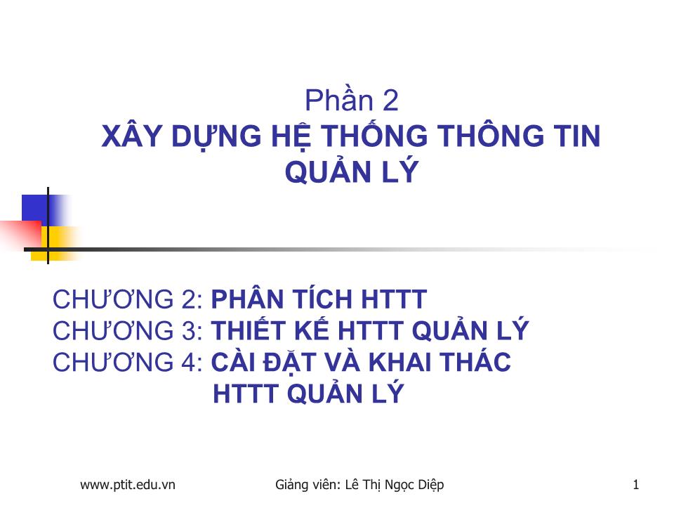 Bài giảng Xây dựng hệ thống thông tin quản lý trang 1