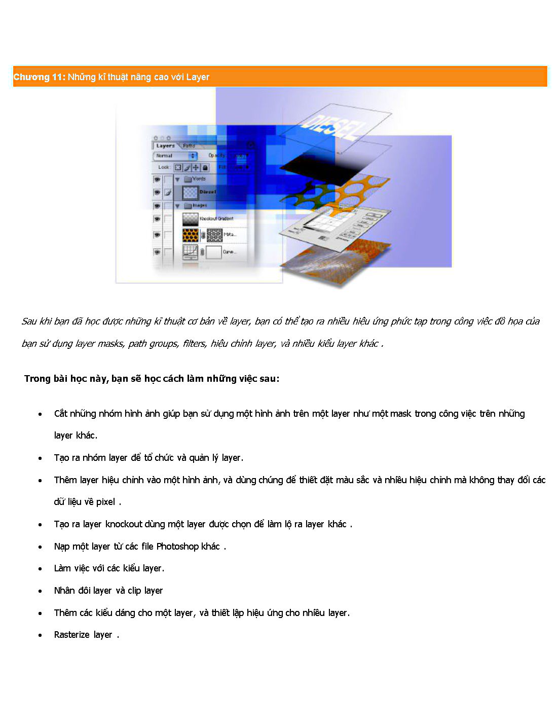 Bài giảng Photoshop - Chương 11: Những kĩ thuật nâng cao với Layer trang 1