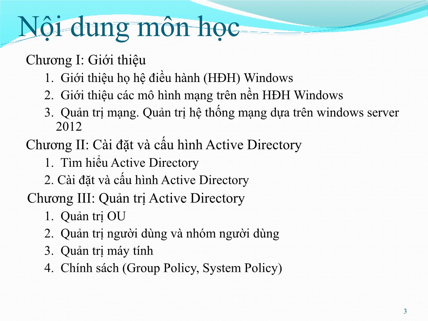 Bài giảng Quản trị mạng - Chương 1: Giới thiệu - Phan Thị Thu Hồng trang 3