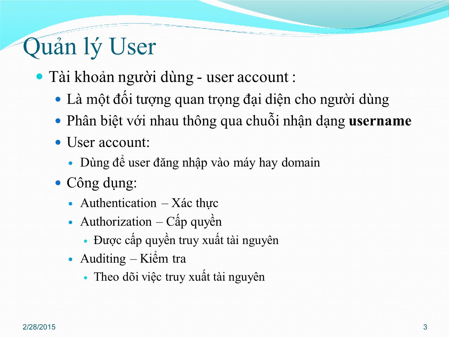 Bài giảng Quản trị mạng - Chương 3: Quản trị Active Directory - Phan Thị Thu Hồng trang 3