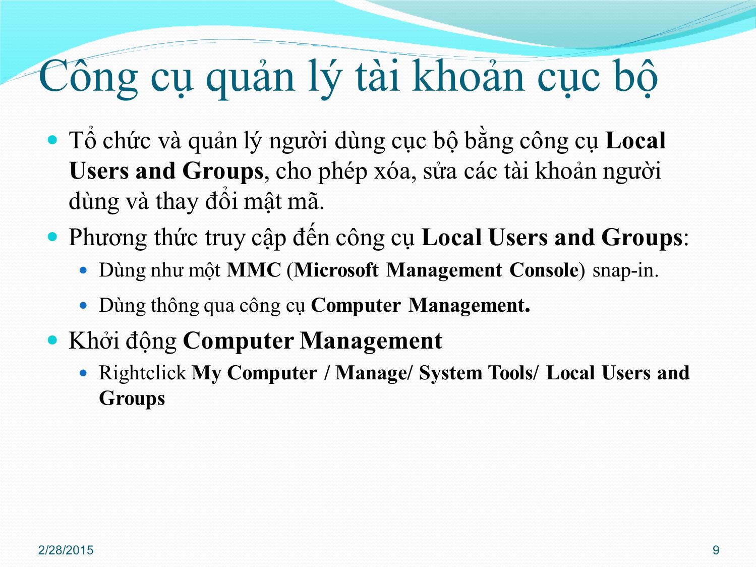 Bài giảng Quản trị mạng - Chương 3: Quản trị Active Directory - Phan Thị Thu Hồng trang 9