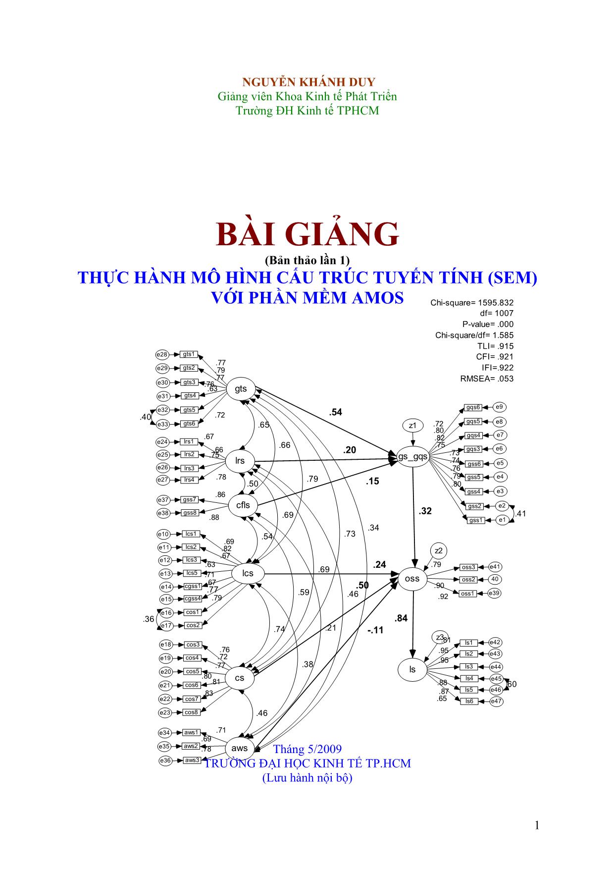 Giáo trình Thực hành mô hình cấu trúc tuyến tính (SEM) với phần mềm amos (Phần 1) trang 1