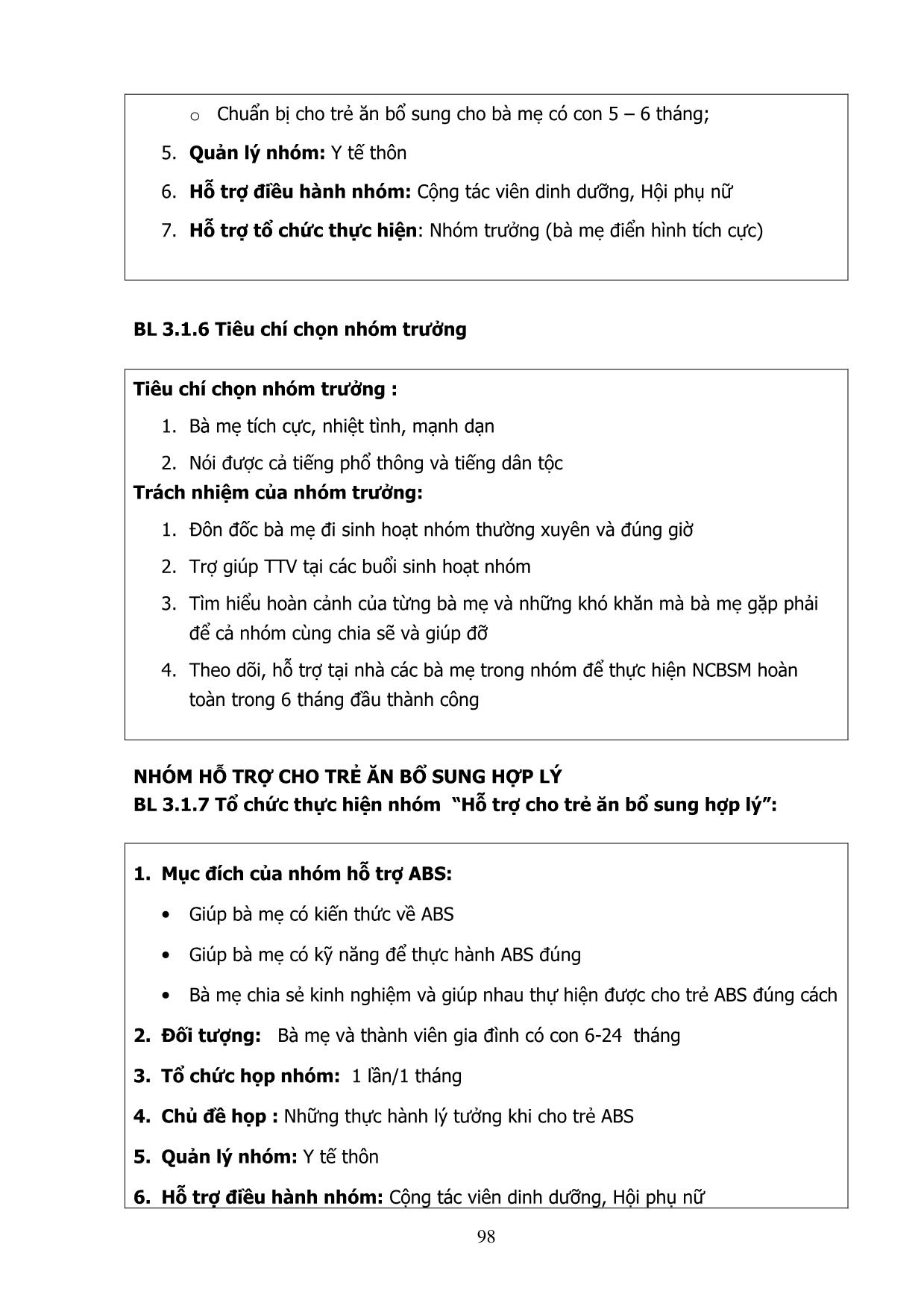 Tài liệu Tổ chức - Điều hành các nhóm hỗ trợ nuôi dưỡng trẻ nhỏ tại thôn bản trang 6