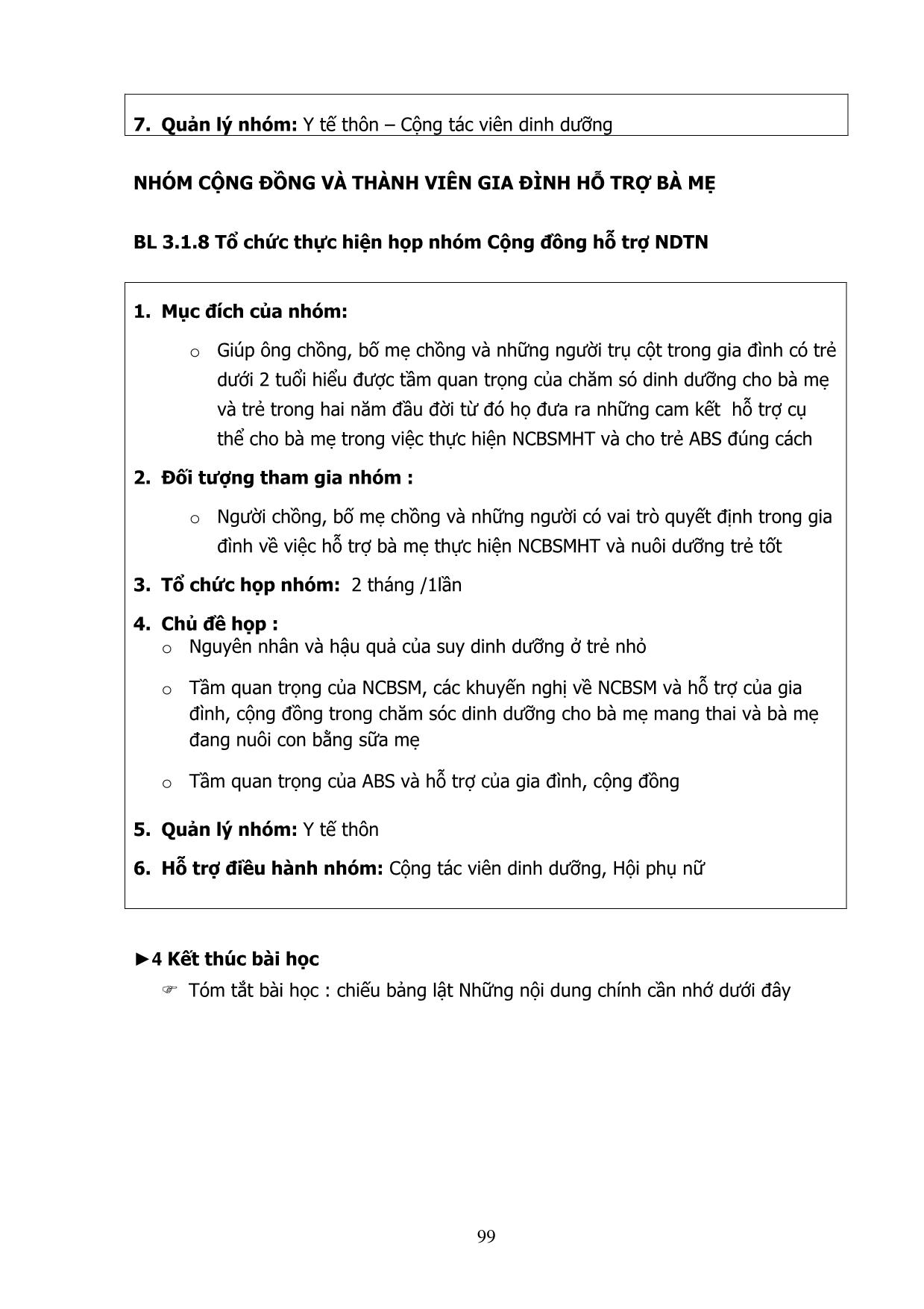 Tài liệu Tổ chức - Điều hành các nhóm hỗ trợ nuôi dưỡng trẻ nhỏ tại thôn bản trang 7