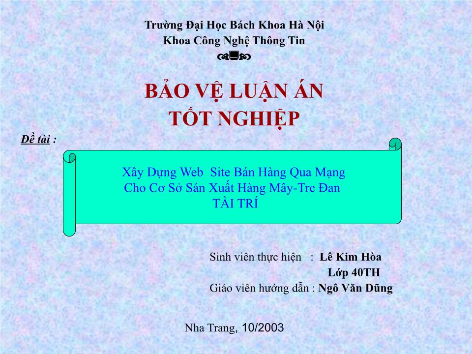 Đồ án Xây dựng Web Site bán hàng qua mạng cho cơ sở sán xuất hàng mây -Tre đan tài trí trang 1