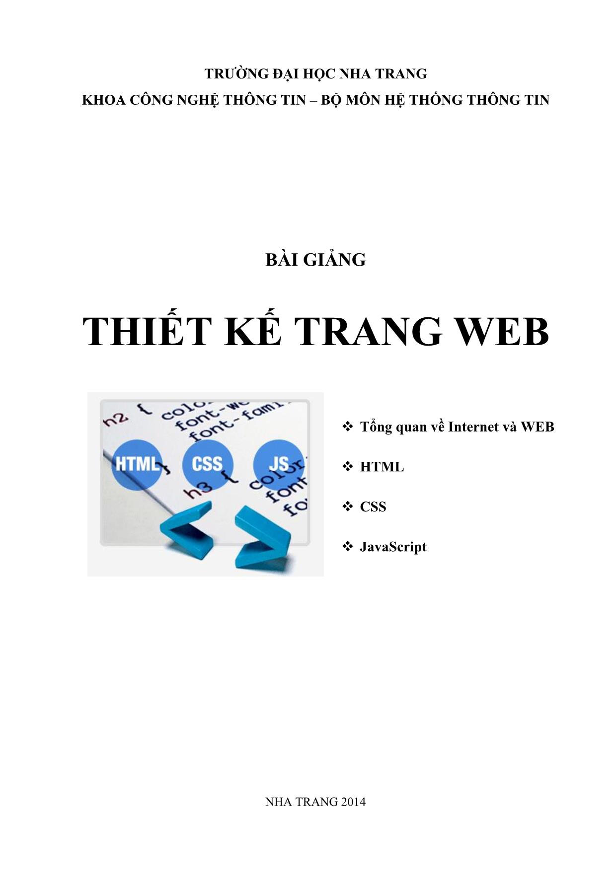 Bài giảng Thiết kế trang web (Mới nhất) trang 1