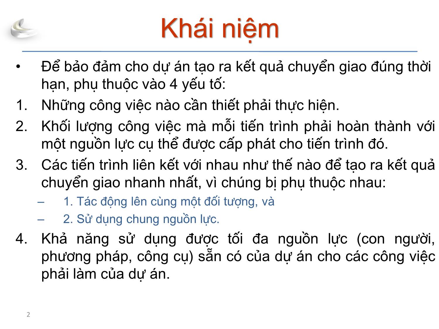 Bài giảng Tổ chức sản xuất sản phẩm đa phương tiện - Phần 3: Quản lý dự án - Quản lý thời gian - Nguyễn Anh Hào trang 2