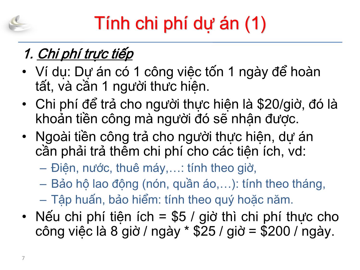 Bài giảng Tổ chức sản xuất sản phẩm đa phương tiện - Phần 3: Quản lý dự án - Quản lý chi phí - Nguyễn Anh Hào trang 7