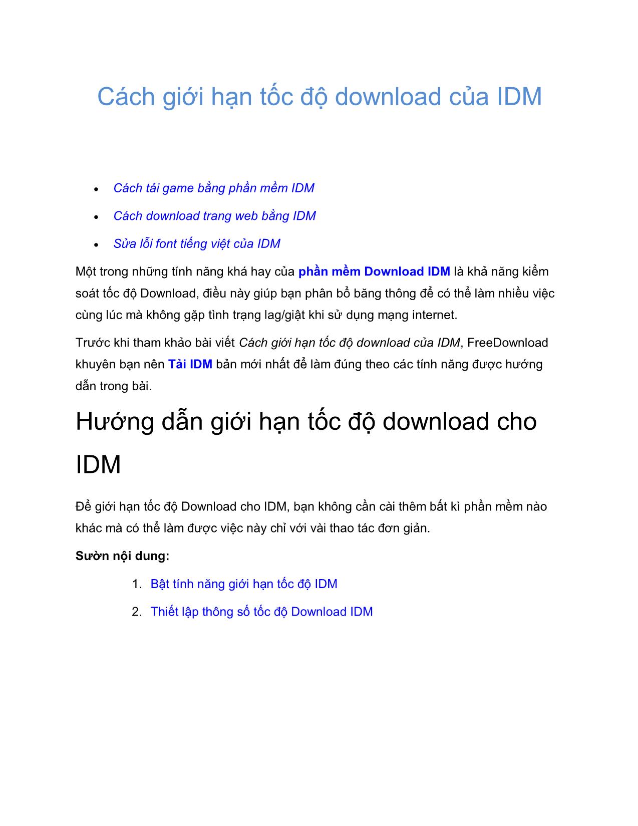 Tài liệu Cách giới hạn tốc độ download của IDM trang 1